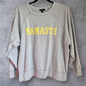 J. Crew Gray Sweater with Yellow 'Namaste'